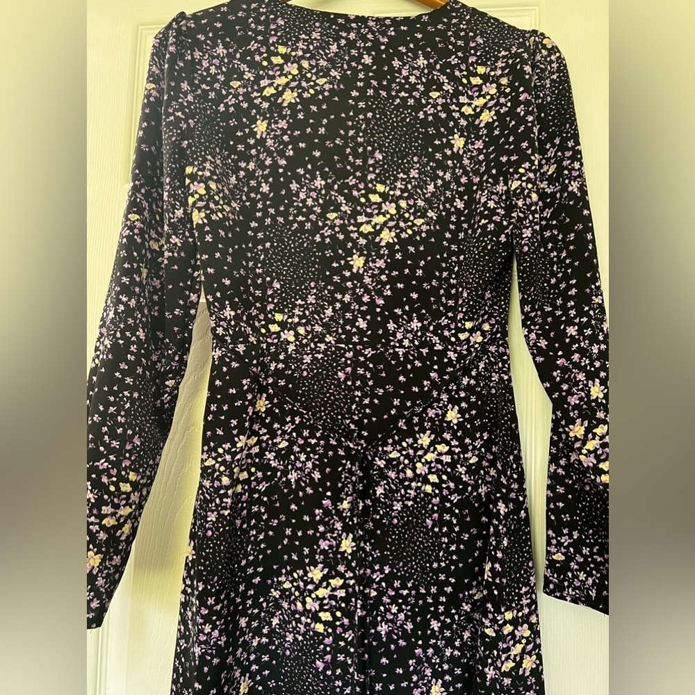 missguided slit dress ( floral, multicolored purple black ) size 4 maxi boho - Picture 8 of 9